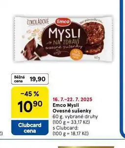 Tesco Emco mysli ovesné sušenky nabídka