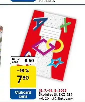 Tesco Školní sešit eko 424 nabídka