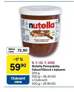 Tesco Nutella pomazánka lískooříšková s kakaem nabídka