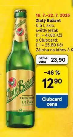 Tesco Pivo zlatý bažant nabídka