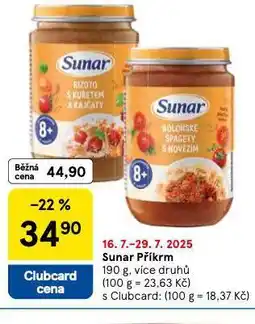Tesco Sunar příkrm nabídka