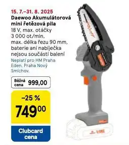 Tesco Daewoo akumulátorová mini řetězová pila nabídka