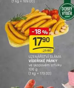 Flop VÍDEŇSKÉ PÁRKY ve skopovém střívku 100 g nabídka