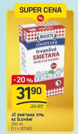 Flop JČ SMETANA 31% KE ŠLEHÁNÍ 250 ml nabídka