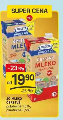Flop JČ MLÉKO ČERSTVÉ polotučné 1,5% 1l nabídka
