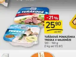 Flop TUŇÁKOVÁ POMAZÁNKA TRESKA V MAJONÉZE 120-150 g nabídka