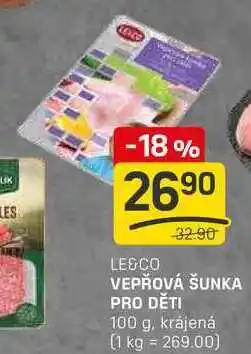 Flop VEPŘOVÁ ŠUNKA PRO DĚTI 100 g, krájená nabídka