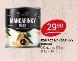 Flop KOMPOT MANDARINKY BASSTA 312 g. p.p. 175 g nabídka