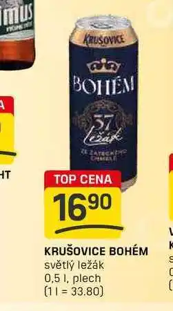 Flop KRUŠOVICE BOHÉM světlý ležák 0,5l, plech nabídka
