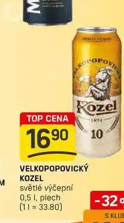Flop VELKOPOPOVICKÝ KOZEL světlé výčepní 0,5l, plech nabídka