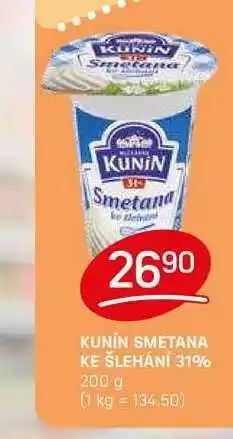Flop KUNIN SMETANA KE ŠLEHÁNÍ 31% 200 g nabídka