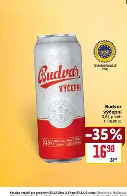 Billa BUDVAR Pivo světlé výčepní 0,5l 0.5l, plech nabídka