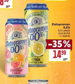 Billa Zlatopramen 0,0% 0,51, plech nabídka