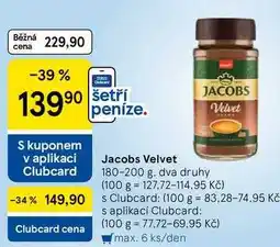 Tesco Jacobs Velvet, 180-200 g, dva druhy nabídka
