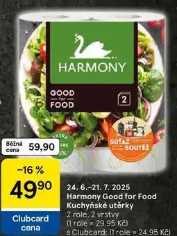 Tesco Harmony Good for Food Kuchyňské utěrky, 2 role, 2 vrstvy nabídka