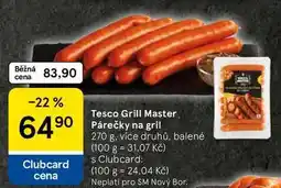Tesco Tesco Grill Master Párečky na gril, 270 g, více druhů nabídka