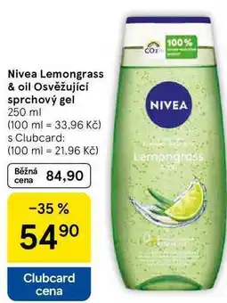 Tesco Nivea Lemongrass & oil Osvěžující sprchový gel, 250 ml nabídka