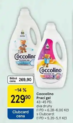 Tesco Coccolino Prací gel, 43-45 PD. dva druhy nabídka