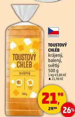 Penny Market TOUSTOVÝ CHLÉB krájený, balený, světlý, 500 g nabídka