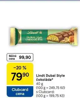 Tesco Lindt Dubai Style čokoláda, 40 g nabídka
