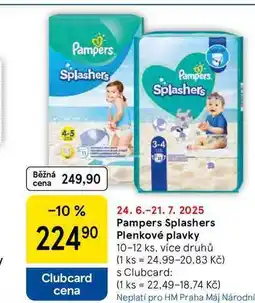 Tesco Pampers Splashers Plenkové plavky, 10-12 ks, více druhů nabídka