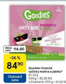 Tesco Goodies Ovesné tyčinky malina a jablko, 6× 23 g nabídka