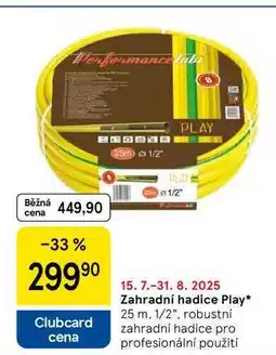 Tesco Zahradní hadice Play, 25 m. 1/2. robustní zahradní hadice pro profesionální použití nabídka