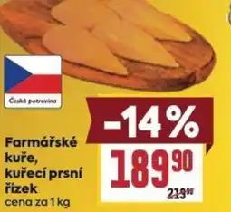 Billa Farmářské kuře, kuřecí prsní řízek nabídka