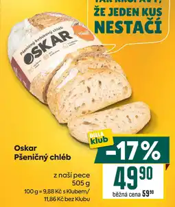 Billa Oskar Pšeničný chléb z naší pece 505 g nabídka
