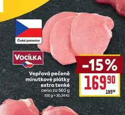 Billa Vepřová pečeně minutkové plátky extra tenké cena za 560 g nabídka