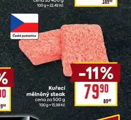 Billa Kuřecí mělněný steak cena za 500 g nabídka