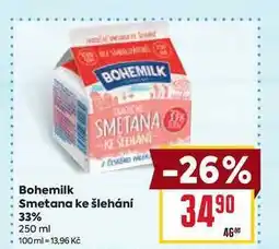 Billa Bohemilk Smetana ke šlehání 33% 250 ml nabídka