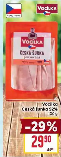 Billa Vocílka Česká šunka 92% 100g nabídka