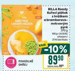 Billa BILLA Ready Kuřecí plátek s hráškem a bramborovo- mrkvovým pyré 370 g nabídka