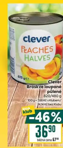 Billa Clever Broskve loupané půlené 820/480 g nabídka
