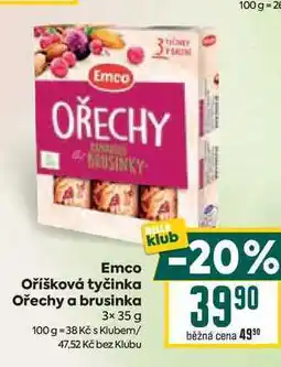 Billa Emco Oříšková tyčinka Ořechy a brusinka 3x 35 g nabídka