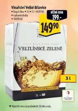 Albert VINAŘSTVÍ VELKÉ BÍLOVICE Veltlínské zelené nabídka