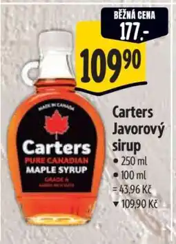 Albert Carters Javorový sirup nabídka