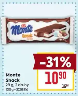 Billa Monte snack nabídka