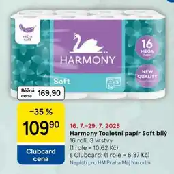 Tesco Harmony Toaletní papír Soft bílý nabídka