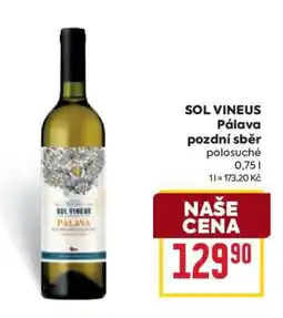 Billa SOL VINEUS Pálava pozdní sběr nabídka