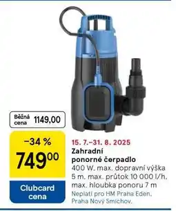 Tesco Zahradní ponorné čerpadlo nabídka