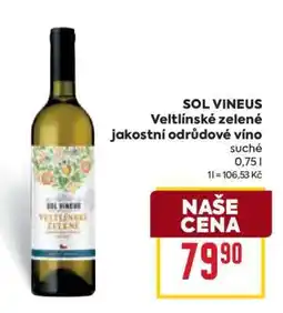 Billa SOL VINEUS Veltlínské zelené Jakostní odrůdové víno nabídka