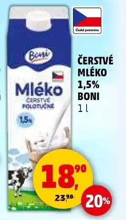 Penny Market ČERSTVÉ MLÉKO 1,5% BONI nabídka