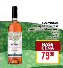 Billa SOL VINEUS Zweigeltrebe rosé jakostní odrůdové víno nabídka