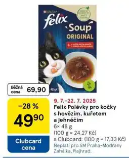 Tesco Felix Polévky pro kočky s hovězím, kuřetem a jehněčím nabídka
