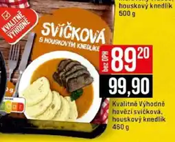 Jip Kvalitně Výhodně hovězí svíčková, houskový knedlík nabídka