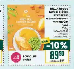 Billa Billa ready kuřecí plátek s hráškem a bramborovo-mrkvovým pyré nabídka