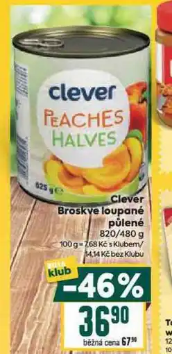 Billa Clever broskve loupané půlené nabídka