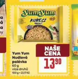 Billa Yum yum instantní nudlová polévka nabídka